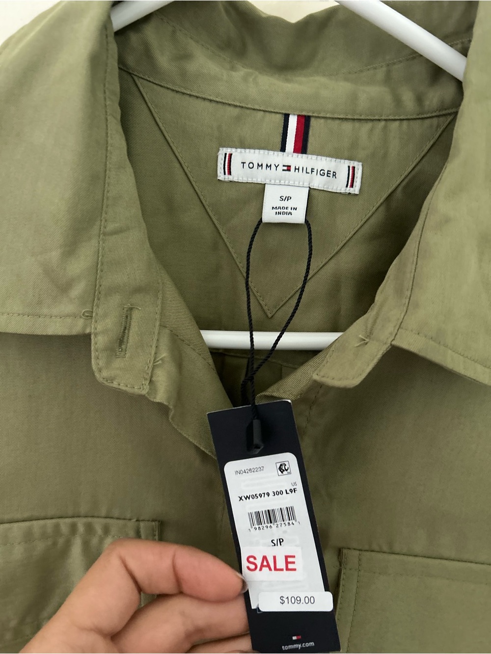 Tommy Hilfiger Olive Green Utility Shirt Dress - Picture 3 of 5